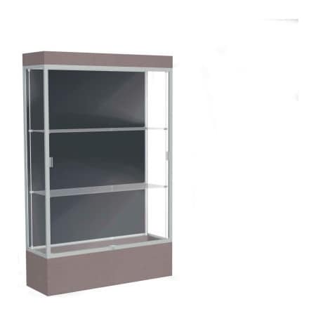 Waddell Display Case Of Ghent Edge Lighted Floor Case, Slate Back, Satin Frame, 12" Morro Zephyr Base, 48"W x 76"H x 20"D 94LFSL-SN-MZ